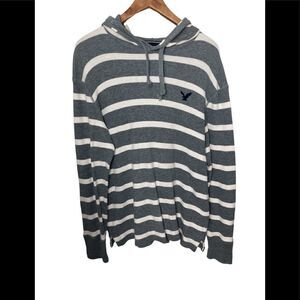 AMERICAN Eagle vintage fit grey and white long sleeve hooded sweater medium